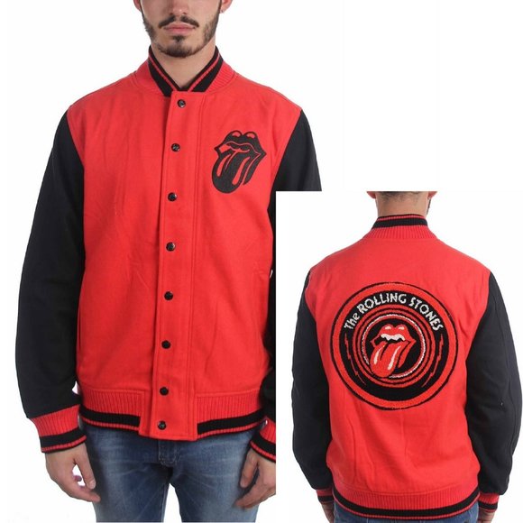 The Rolling Stones Classic Tongue Logo rock Varsity Official Jacket L NWT - Picture 1 of 7